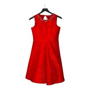 Rare Editions holiday red fancy dress with metallic thread